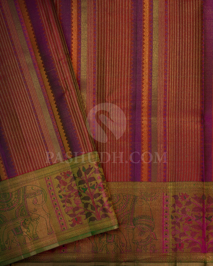 Deep Green Meena Work Kanjivaram Silk Saree-DJ441(C)