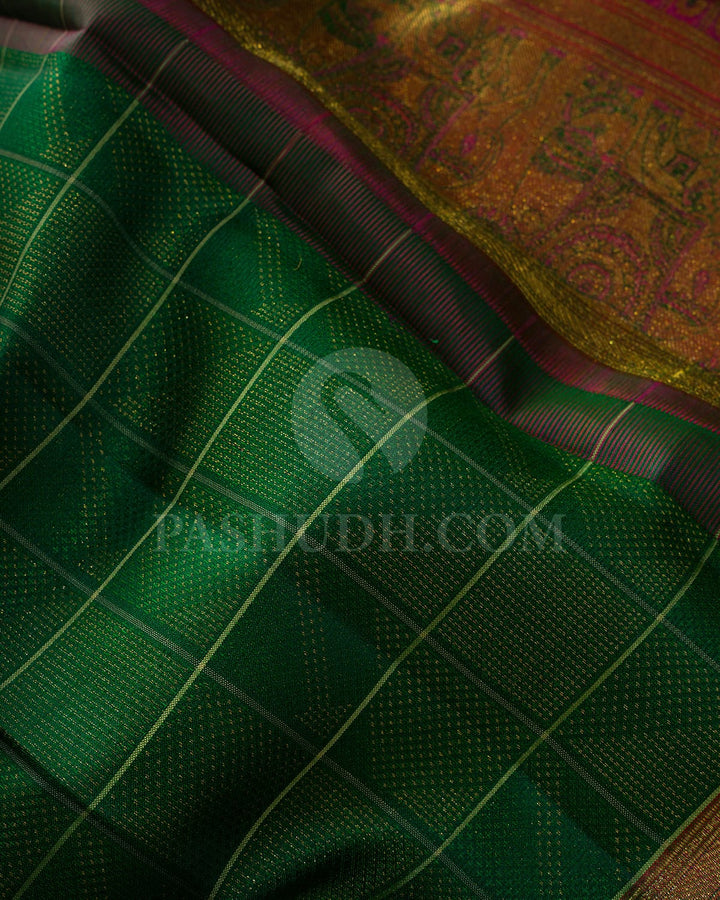 Deep Green Meena Work Kanjivaram Silk Saree-DJ441(C)