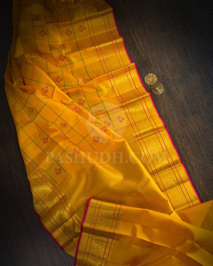 Sunflower Yellow Kanjivaram Silk Saree-DJ451(B)
