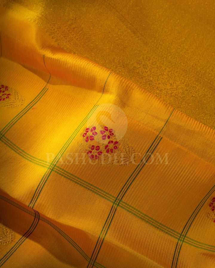 Sunflower Yellow Kanjivaram Silk Saree-DJ451(B)