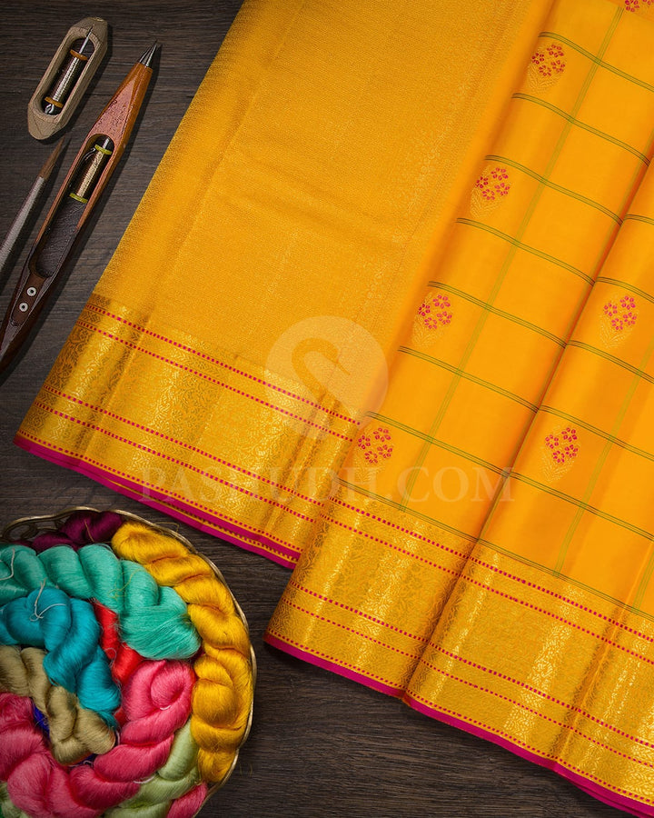 Sunflower Yellow Kanjivaram Silk Saree-DJ451(B)