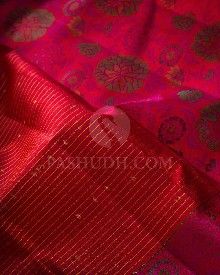 Bold Red Meenakari Kanjivaram Silk Saree-DJ461(A)