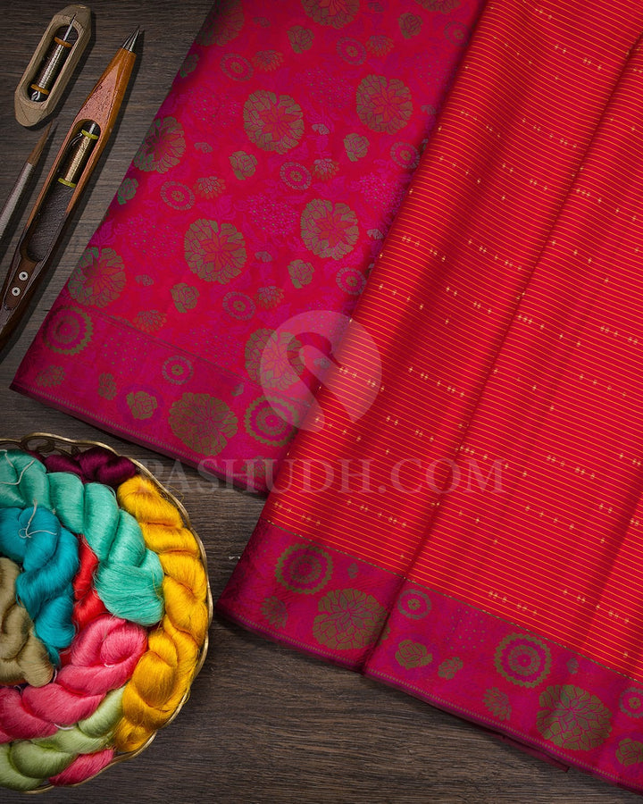 Bold Red Meenakari Kanjivaram Silk Saree-DJ461(A)