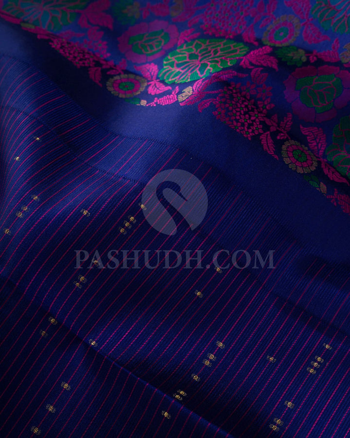Midnight Blue Meenakari Kanjivaram Silk Saree-DJ461(B)