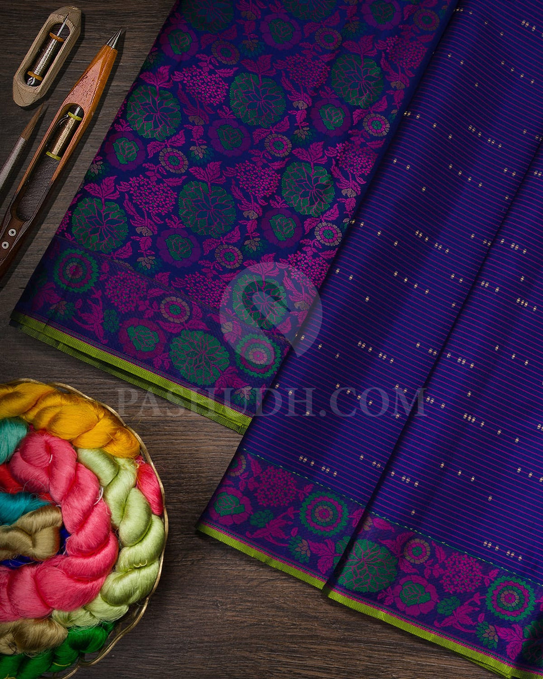 Midnight Blue Meenakari Kanjivaram Silk Saree-DJ461(B)