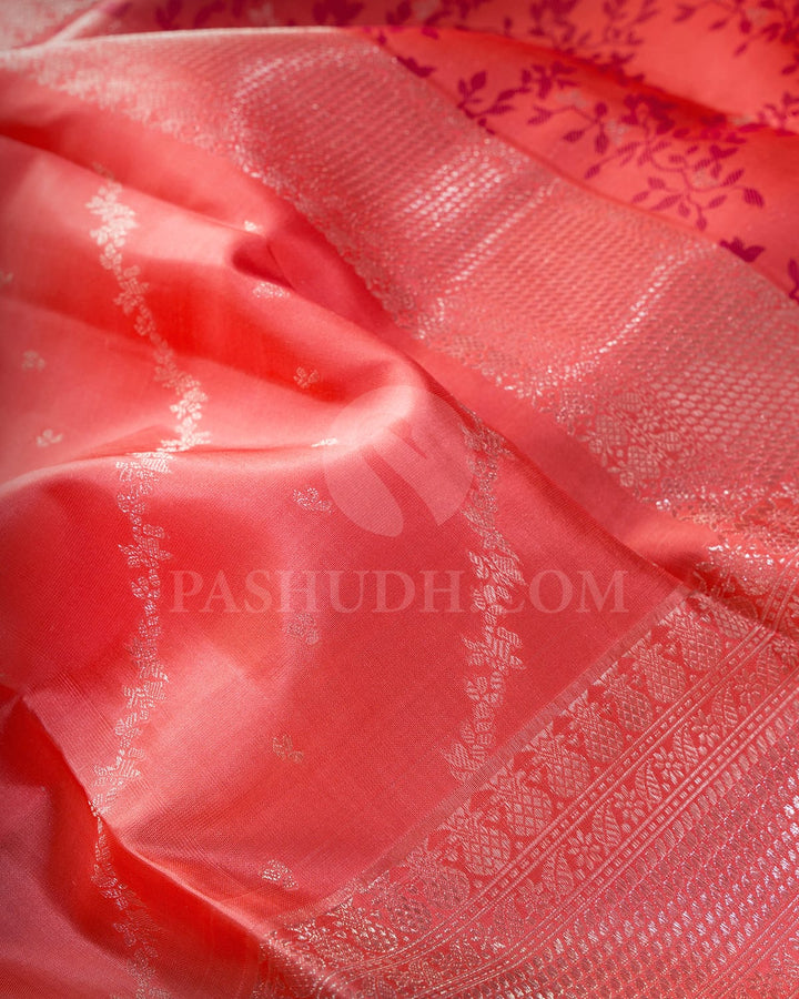 Coral Pink Kanjivaram Silk Saree-DJ420(G)