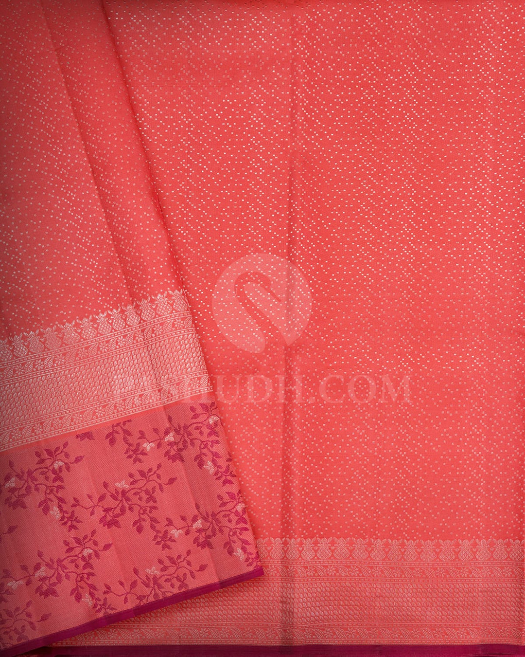 Coral Pink Kanjivaram Silk Saree-DJ420(G)