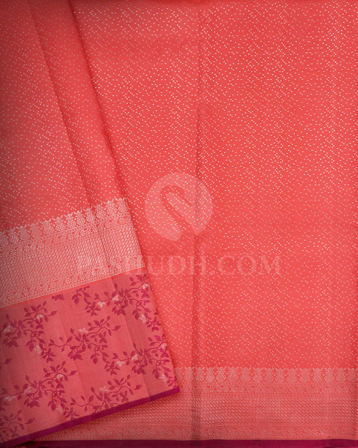 Coral Pink Kanjivaram Silk Saree-DJ420(G)