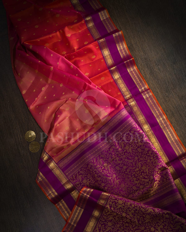 Multicolored Mubbagam Kanjivaram Silk Saree-DJ465(A)