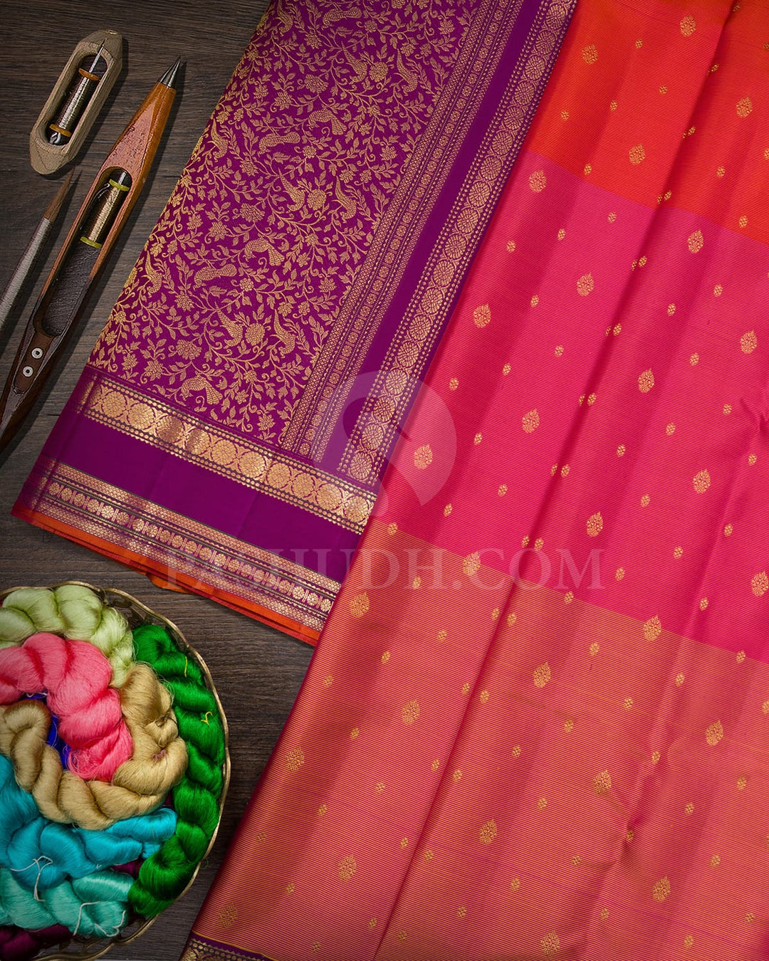 Multicolored Mubbagam Kanjivaram Silk Saree-DJ465(A)
