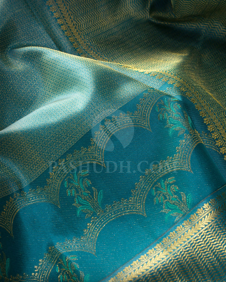 Teal Kanjivaram Silk Saree-D647(E)