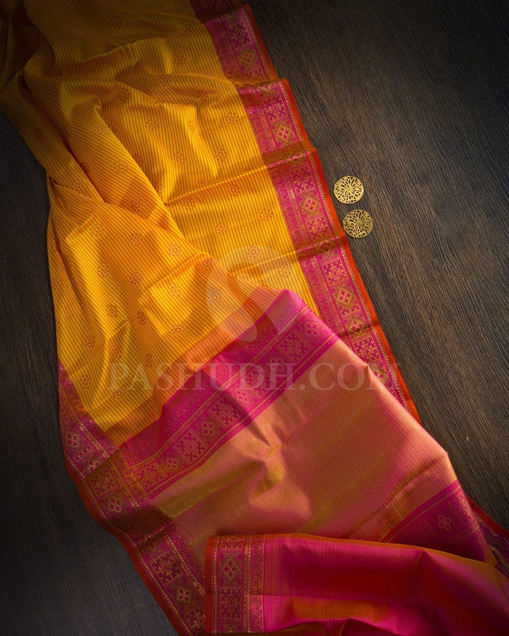 Bright Yellow Kanjivaram Silk Saree-DJ447(C)