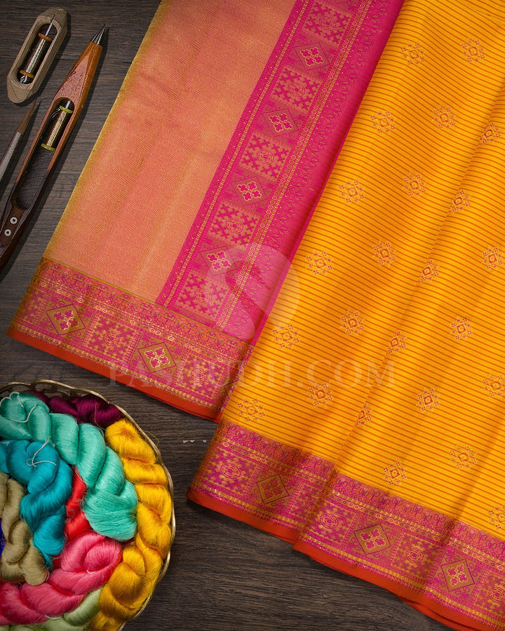 Bright Yellow Kanjivaram Silk Saree-DJ447(C)