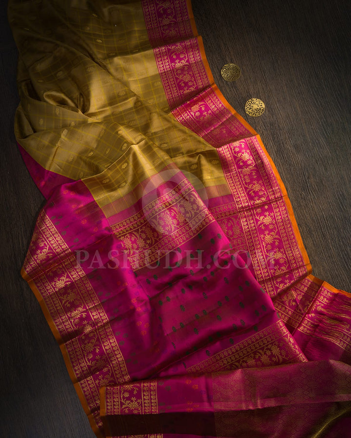Golden Beige Kanjivaram Silk Saree-DJ454(G)