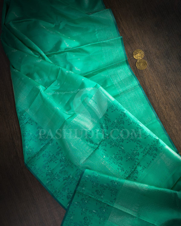 Sapphire Green Kanjivaram Silk Saree-DJ420(H)