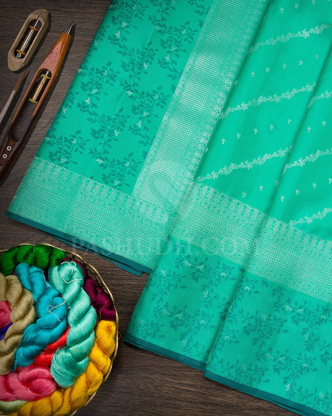 Sapphire Green Kanjivaram Silk Saree-DJ420(H)