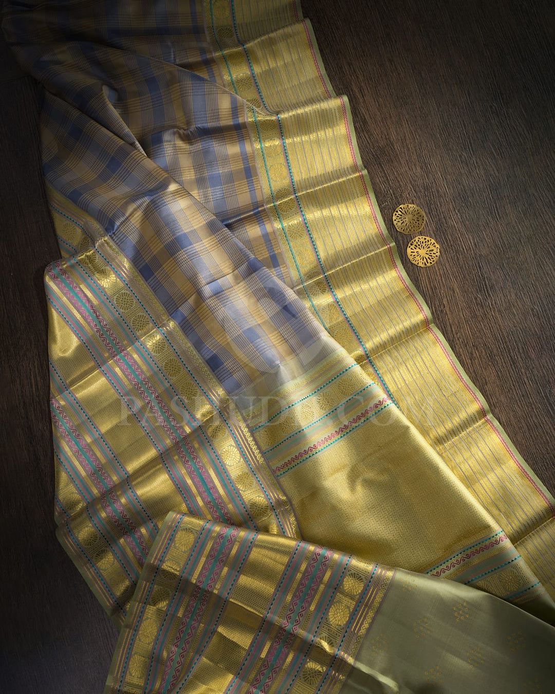 Slate Grey Kanjivaram Silk Saree-D690(B)