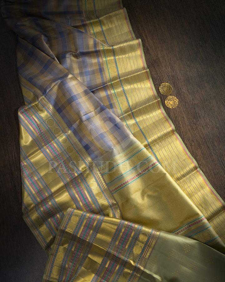 Slate Grey Kanjivaram Silk Saree-D690(B)