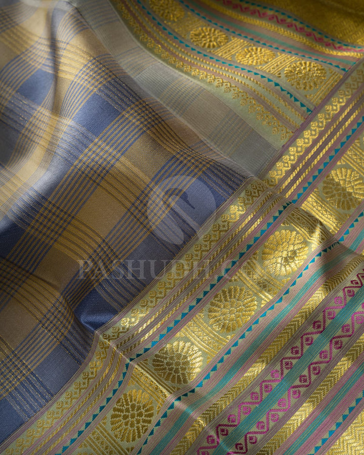 Slate Grey Kanjivaram Silk Saree-D690(B)