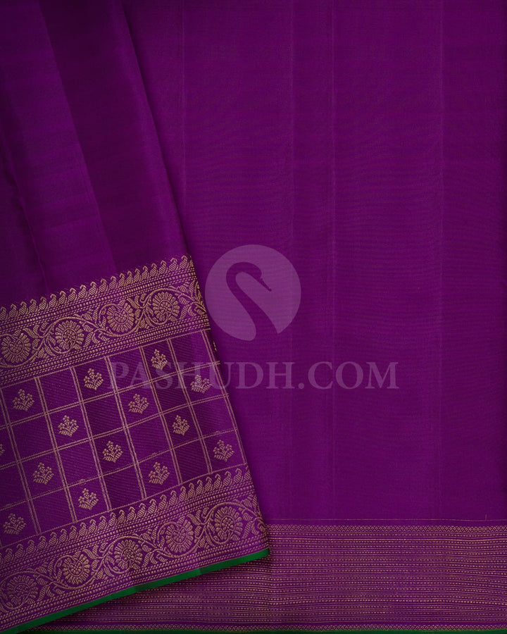 Multicolored With Purple Kanjivaram Silk Saree-DJ467(A)