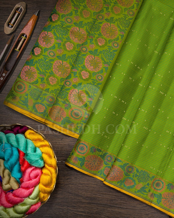 Pear Green Meenakari Kanjivaram Silk Saree-DJ461(C)