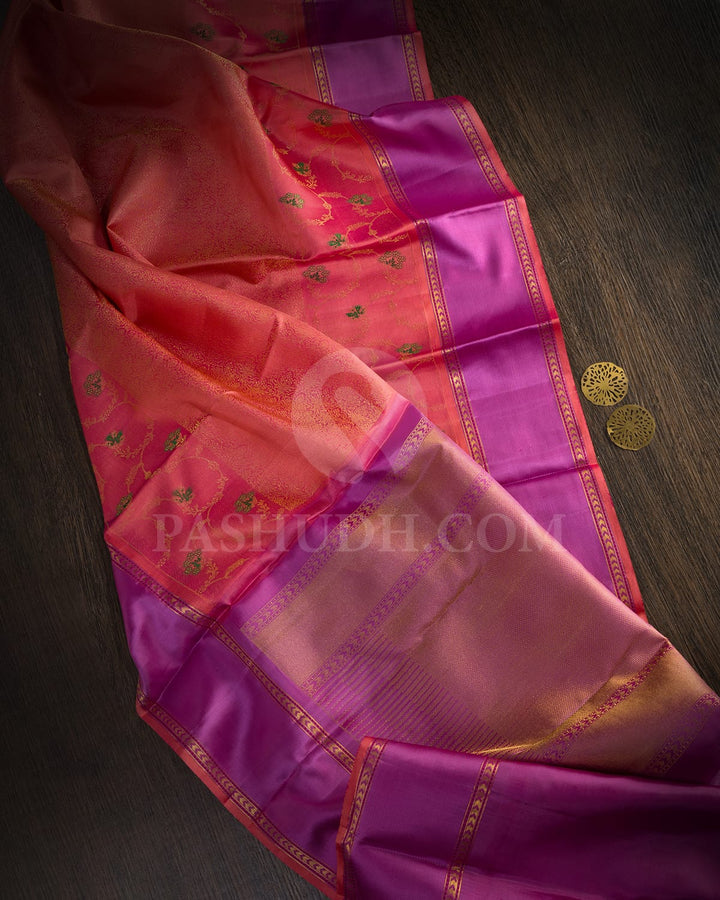 Flamingo Pink Kanjivaram Silk Saree-DJ459(D)