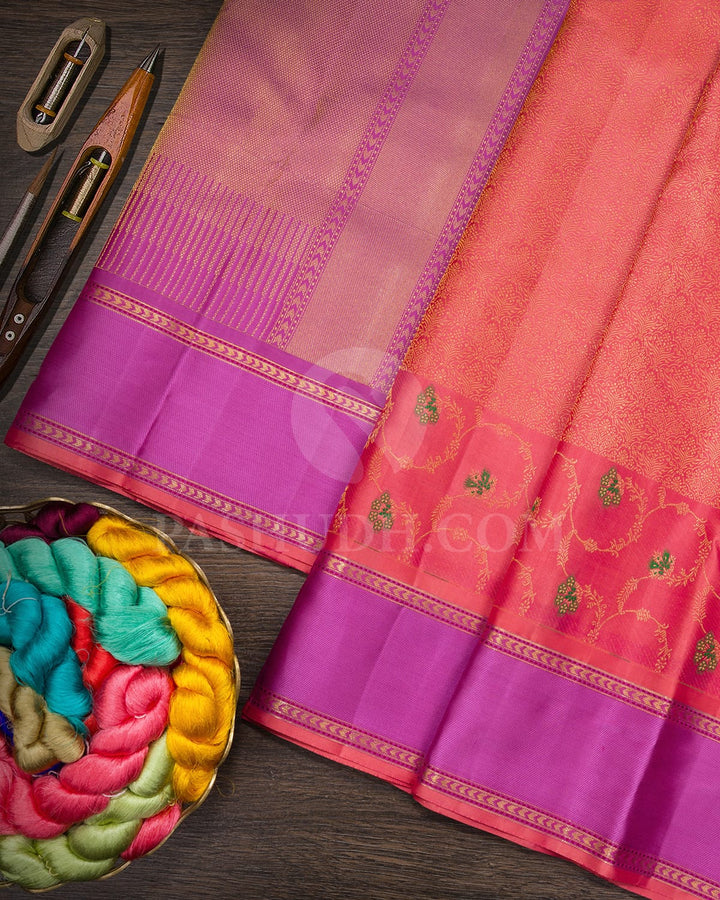 Flamingo Pink Kanjivaram Silk Saree-DJ459(D)