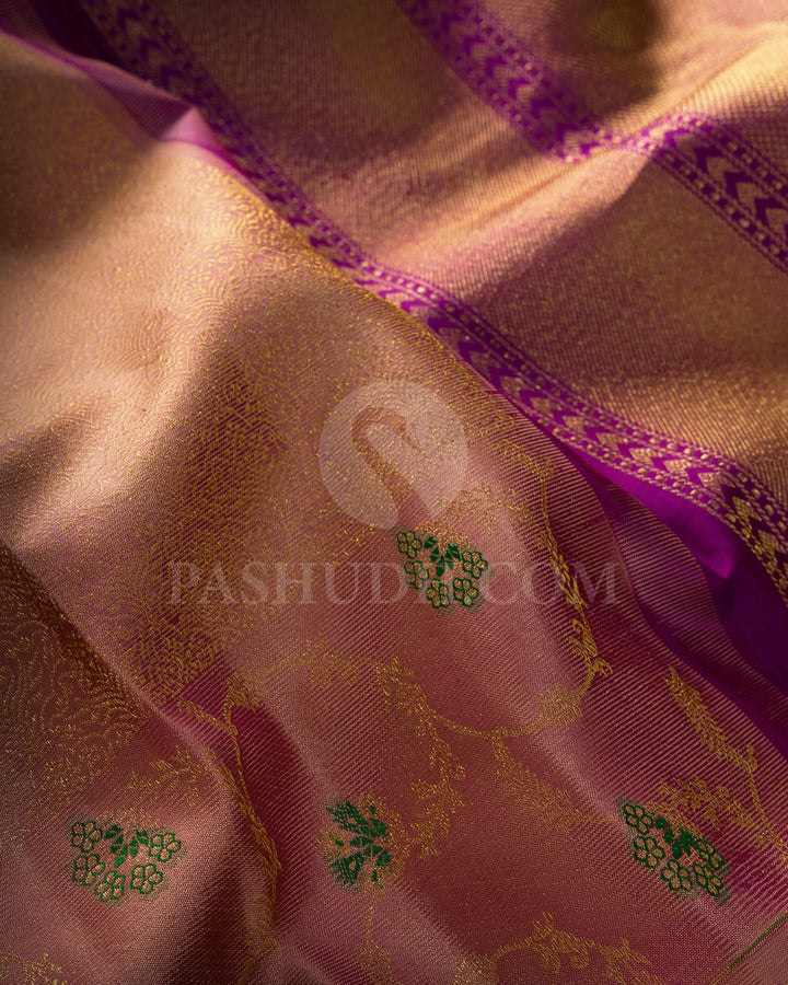 Dual Shaded Golden Beige Kanjivaram Silk Saree-DJ459(C)
