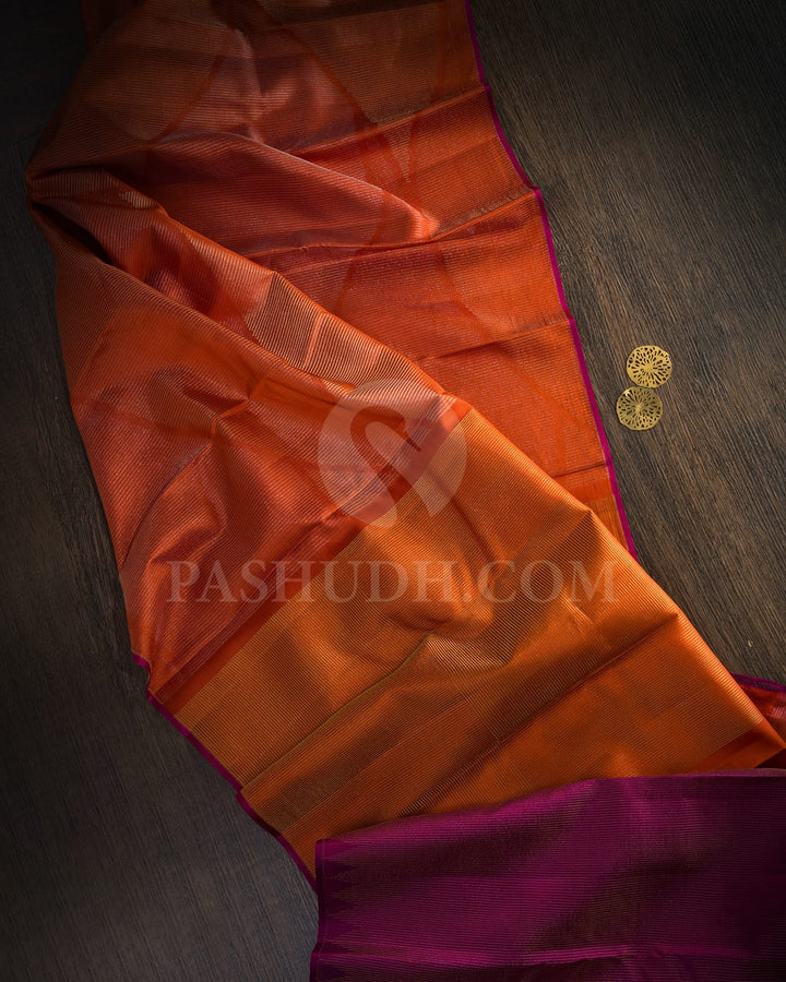 Rust Orange Kanjivaram Silk Saree-DJ453(D)