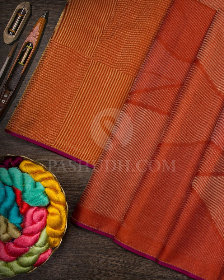 Rust Orange Kanjivaram Silk Saree-DJ453(D)