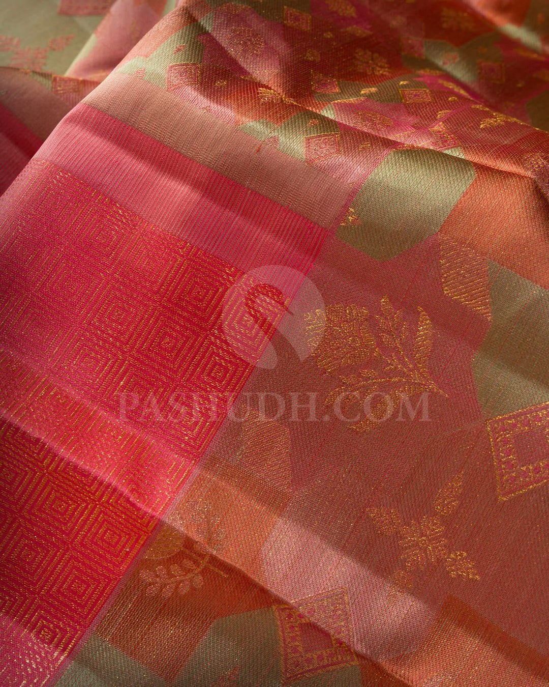 Coral Pink Kanjivaram Silk Saree-DJ424(J)