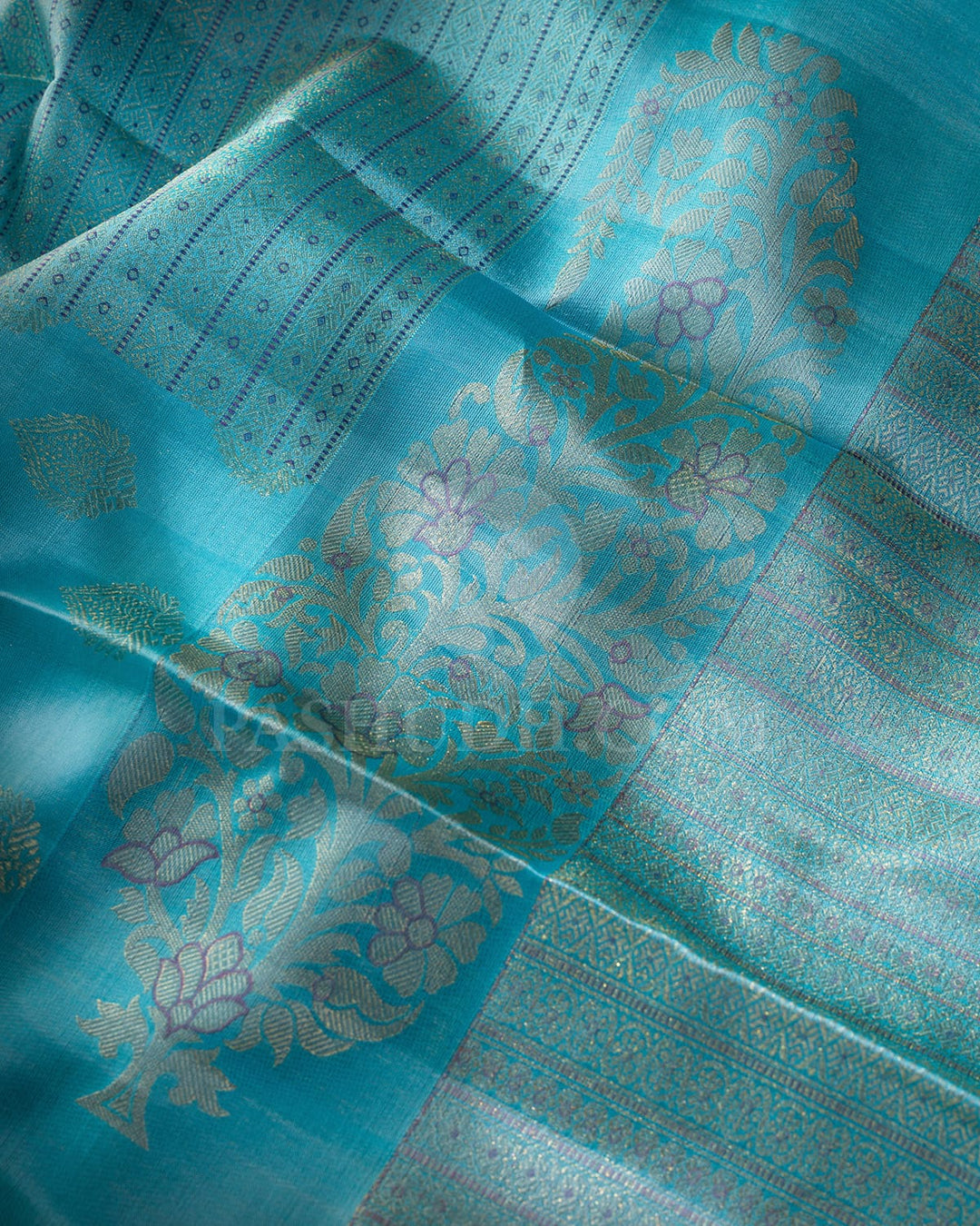 Sky Blue Kanjivaram Silk Saree-D668(G)