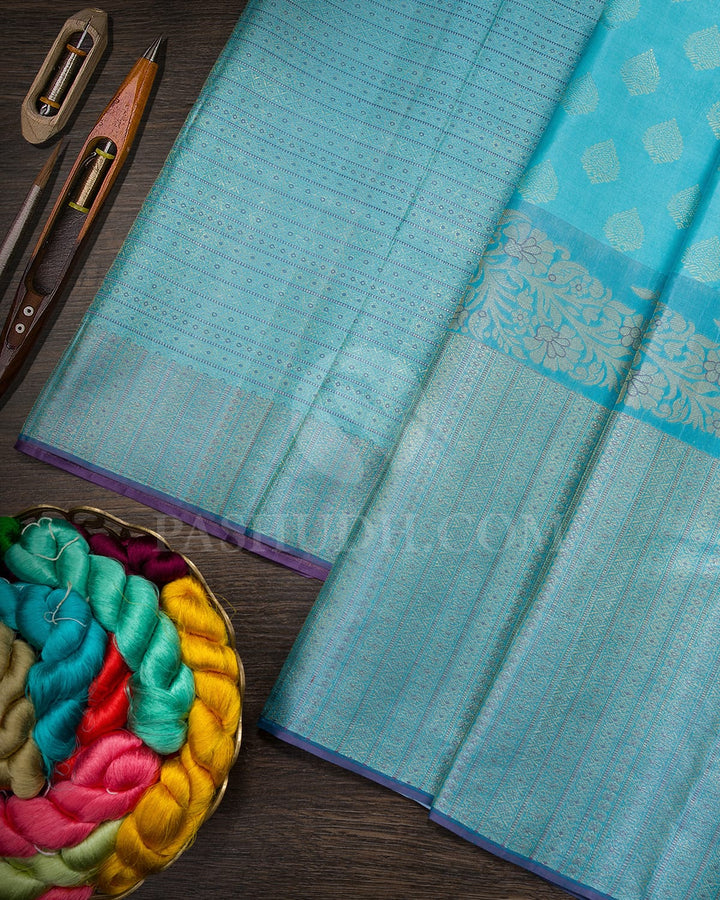 Sky Blue Kanjivaram Silk Saree-D668(G)