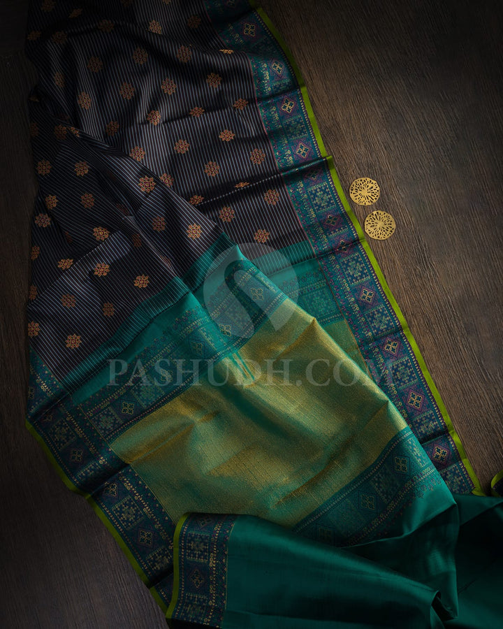 Dark Wooden Brown Kanjivaram Silk Saree-DJ447(E)