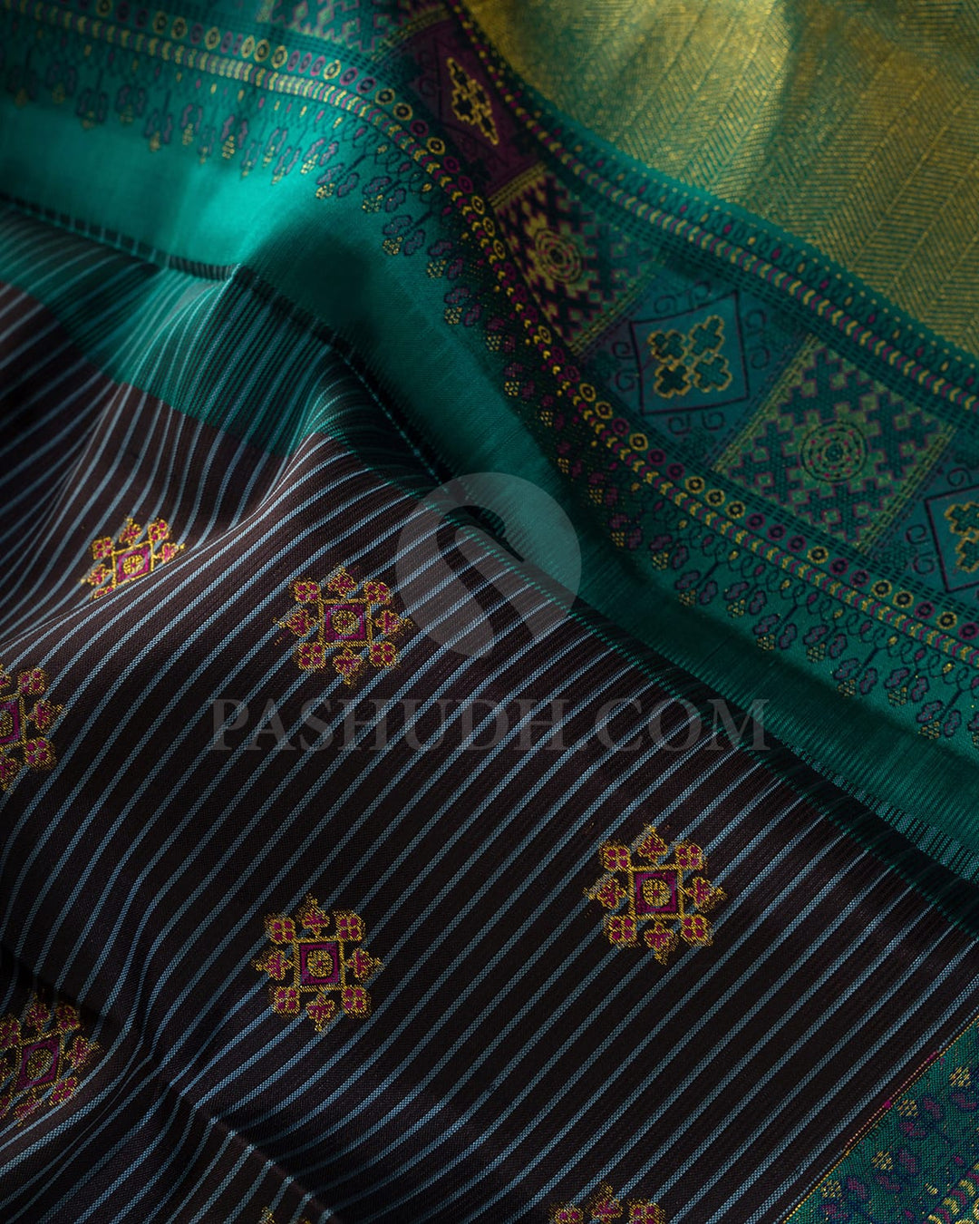 Dark Wooden Brown Kanjivaram Silk Saree-DJ447(E)