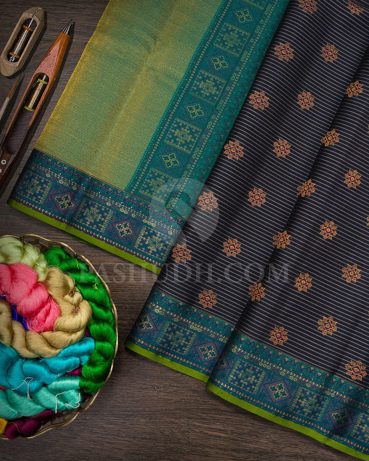 Dark Wooden Brown Kanjivaram Silk Saree-DJ447(E)