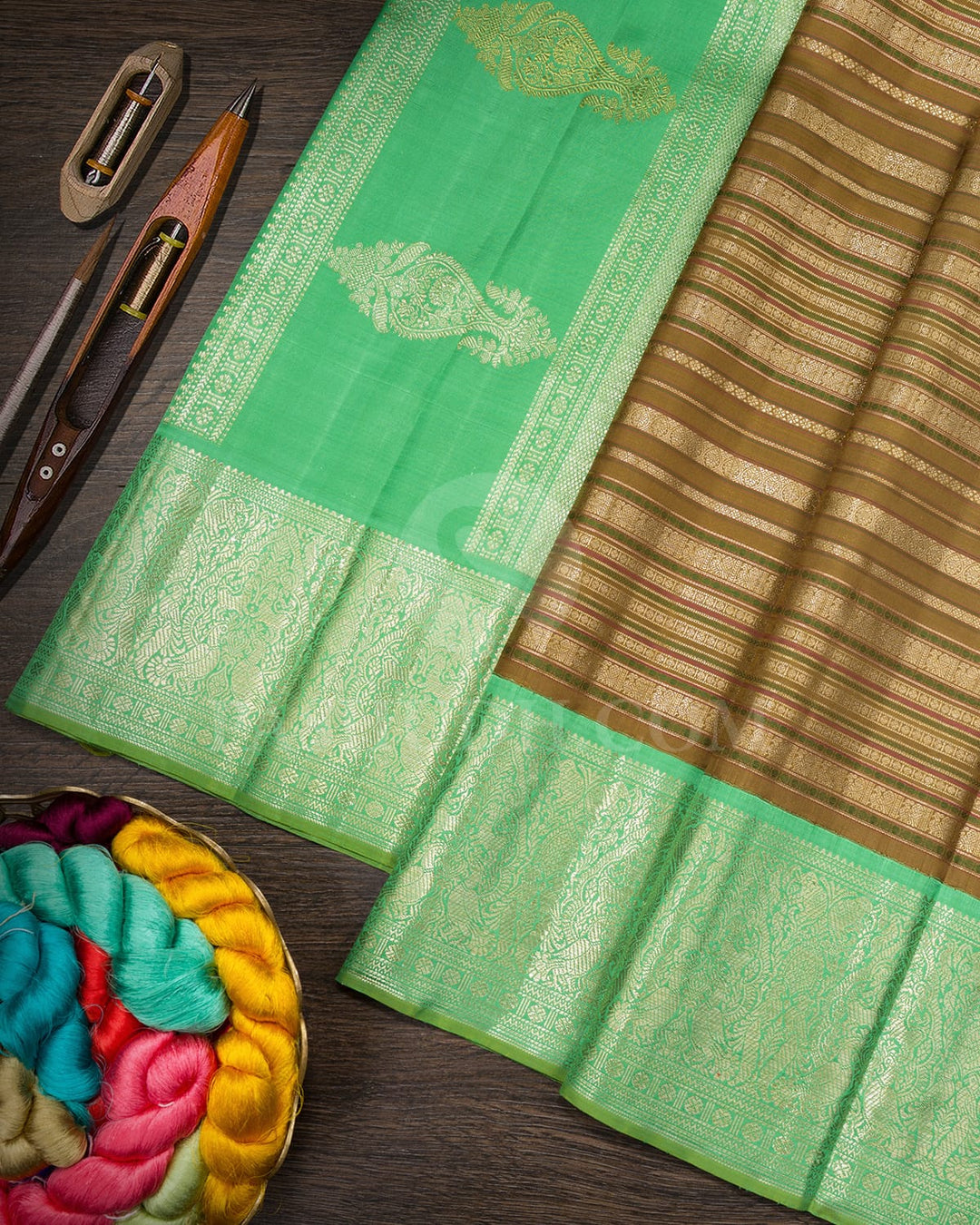 Willow Green Traditional Kanjivaram Silk Saree-S1203(F)