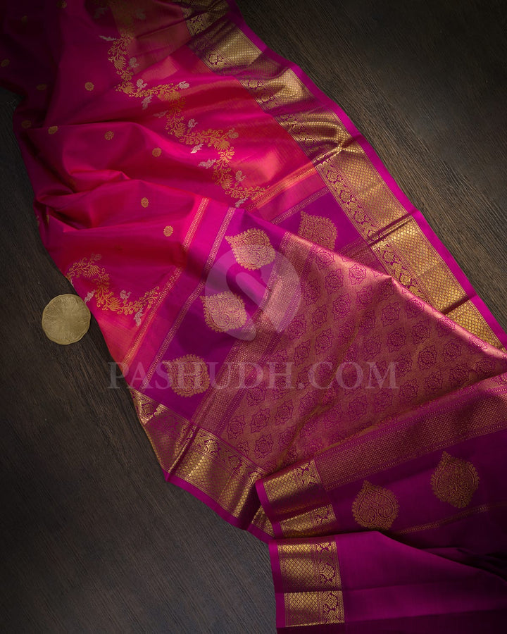 Dual Shaded Rani Pink Kanjivaram Silk Saree-S1775(A)