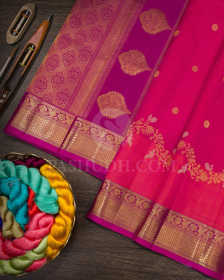 Dual Shaded Rani Pink Kanjivaram Silk Saree-S1775(A)
