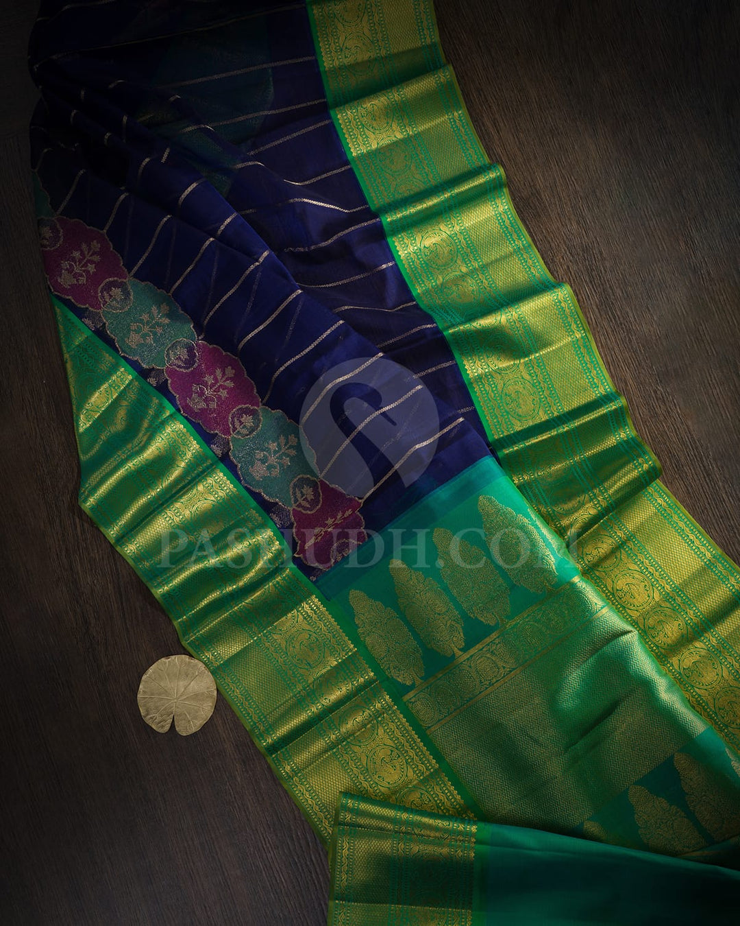 Navy Blue Organza Kanjivaram Silk Saree-S1536(C)