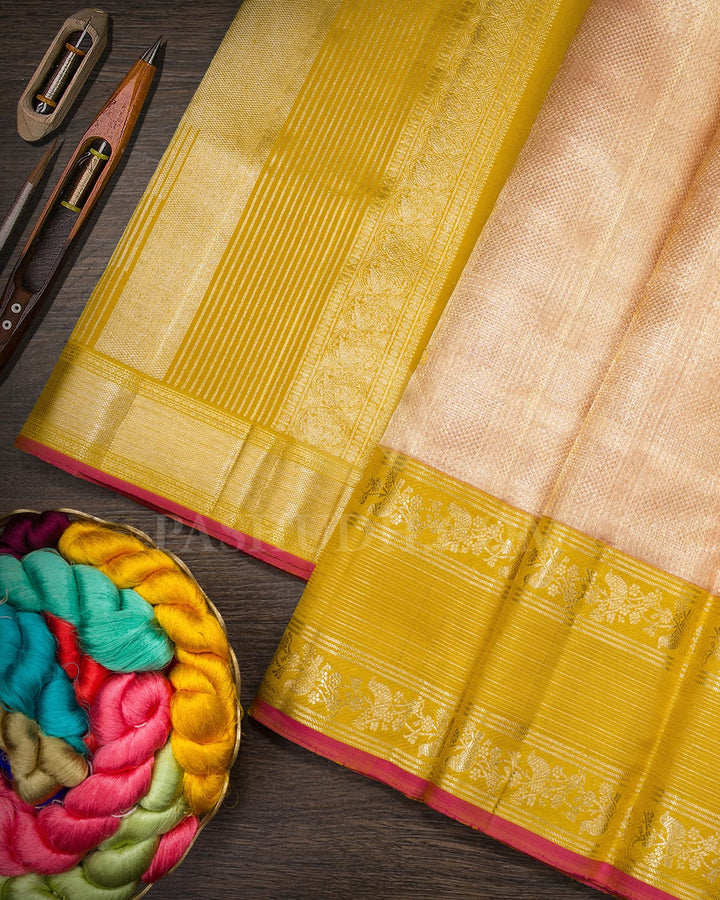 Peach Organza Shimmer Kanjivaram Silk Saree-S1385(D)
