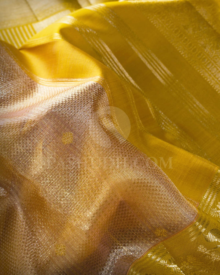 Peach Organza Shimmer Kanjivaram Silk Saree-S1385(D)