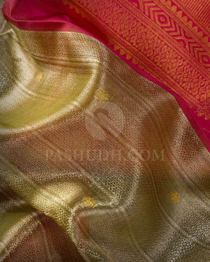 Light Olive Green Organza Shimmer Kanjivaram Silk Saree-S1786(A)