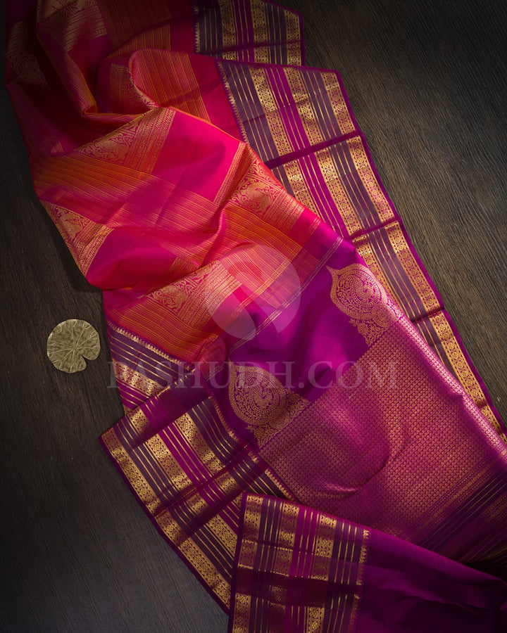 Dual Shaded Rani Pink Kanjivaram Silk Saree-S1784(A)