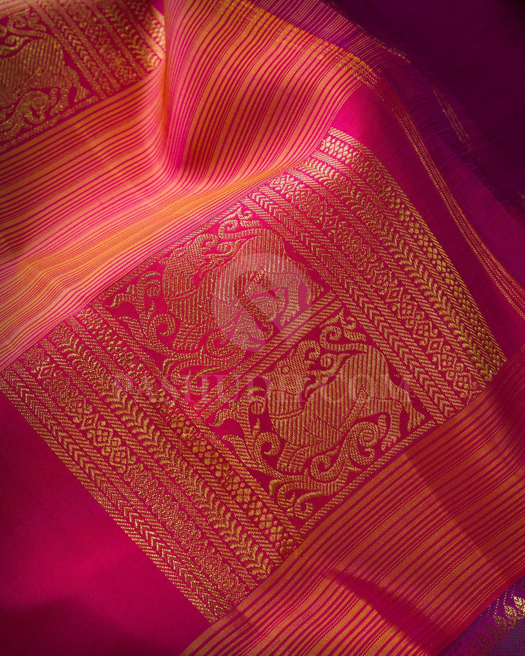 Dual Shaded Rani Pink Kanjivaram Silk Saree-S1784(A)