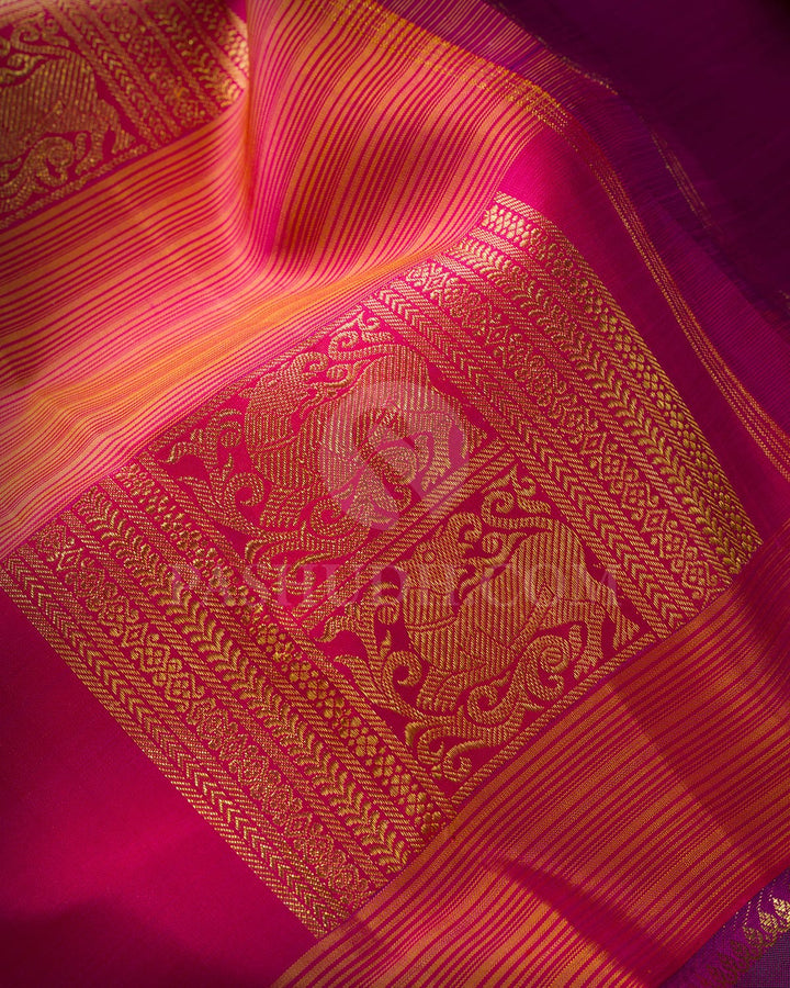 Dual Shaded Rani Pink Kanjivaram Silk Saree-S1784(A)