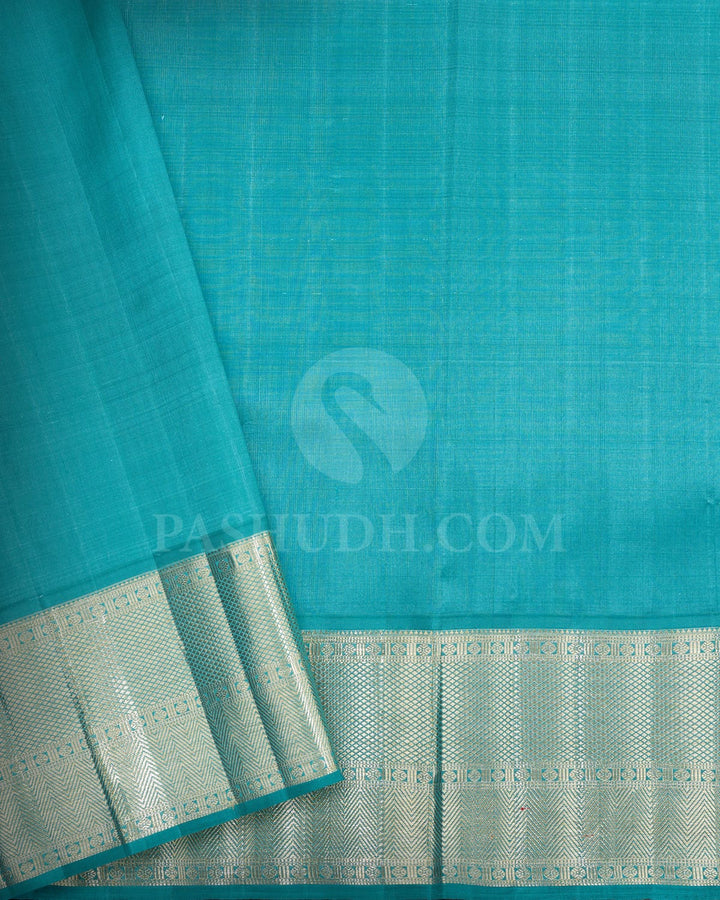 Powder Blue Organza Shimmer Kanjivaram Silk Saree-S1436(B)