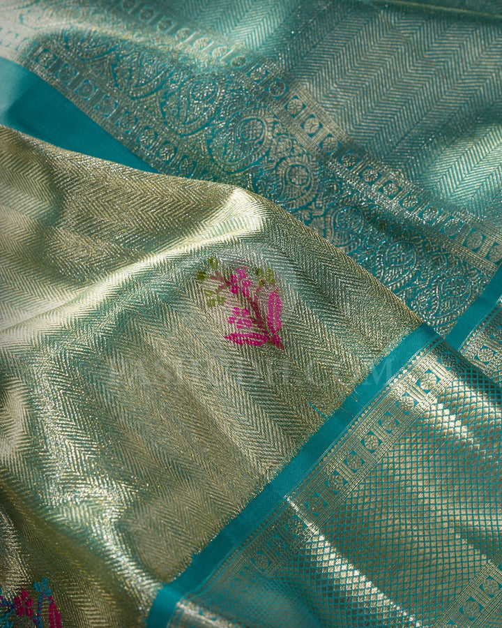 Powder Blue Organza Shimmer Kanjivaram Silk Saree-S1436(B)