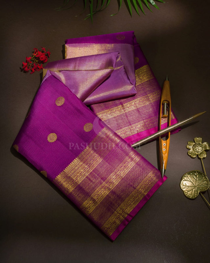 Lilac Silk Shimmer Kanjivaram Silk Saree-S1709(B)