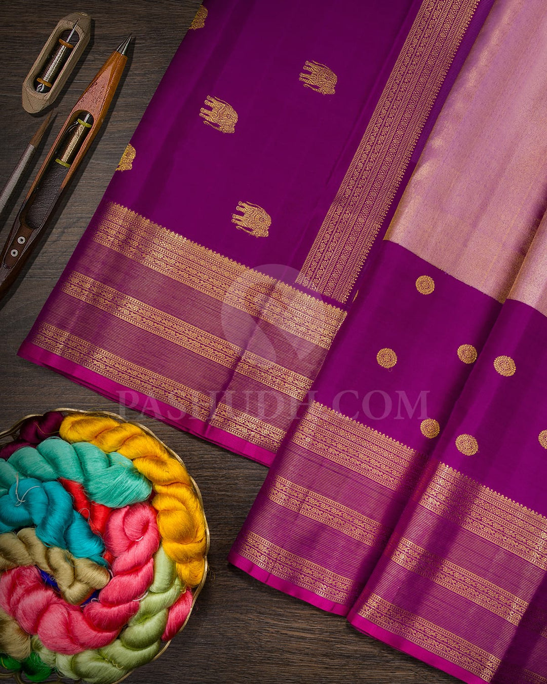 Lilac Silk Shimmer Kanjivaram Silk Saree-S1709(B)